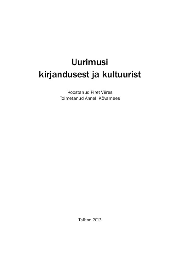 Uurimusi kirjandusest ja kultuurist